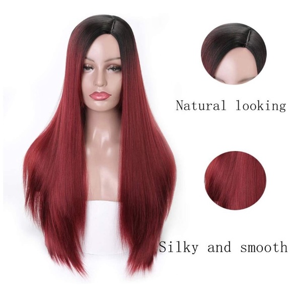 ZARAI RED OMBRÉ LONG FRONT PART WIG *NWT* main image 5